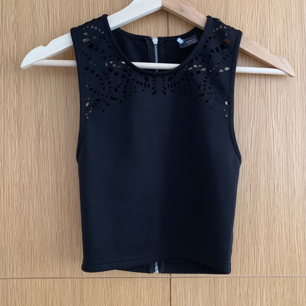 UO Sparkle & Fade Cutout Design Top